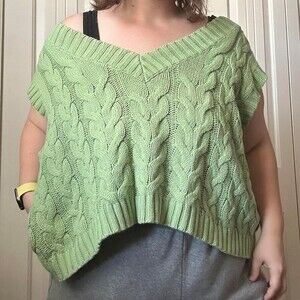 Green Altar’d State Cable Knit Sweater Vest